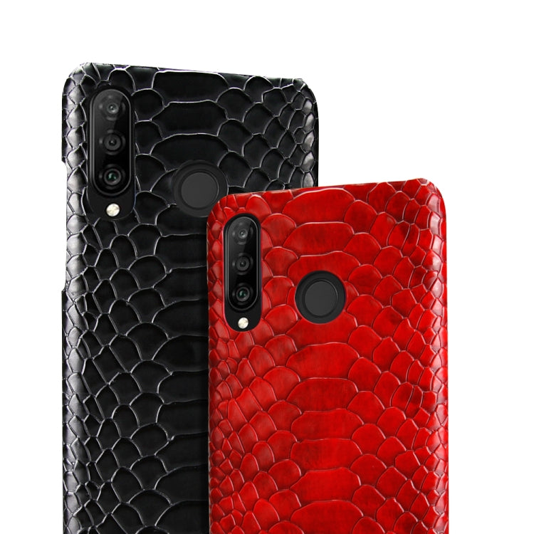 For Huawei P30 Lite Snakeskin Texture PC + PU Case