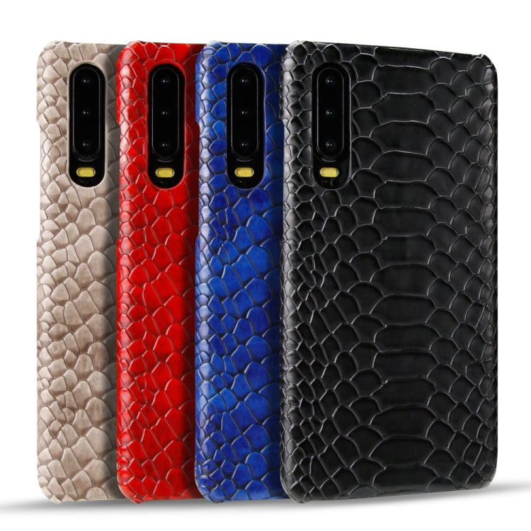 For Huawei P30 Snakeskin Texture PC + PU Case