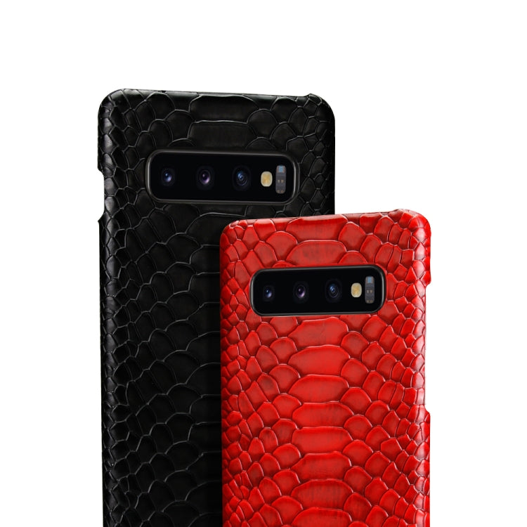 For Galaxy S10+ Snakeskin Texture PC + PU Case
