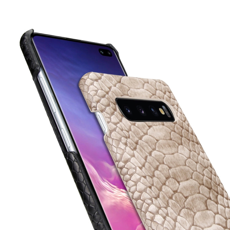 For Galaxy S10+ Snakeskin Texture PC + PU Case