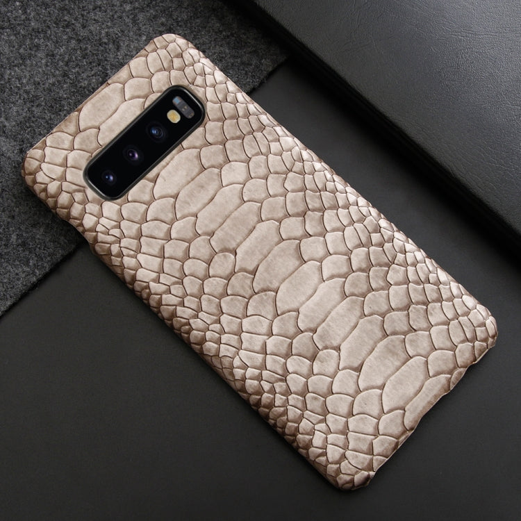 For Galaxy S10+ Snakeskin Texture PC + PU Case