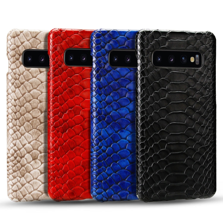 For Galaxy S10+ Snakeskin Texture PC + PU Case