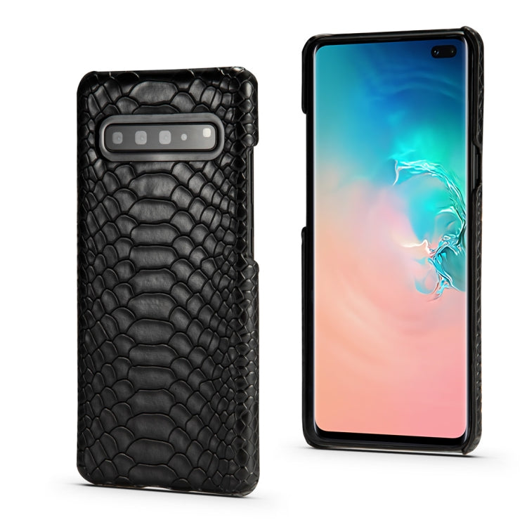 For Galaxy S10 5G Snakeskin Texture PC + PU Case