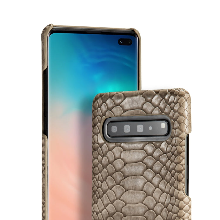 For Galaxy S10 5G Snakeskin Texture PC + PU Case