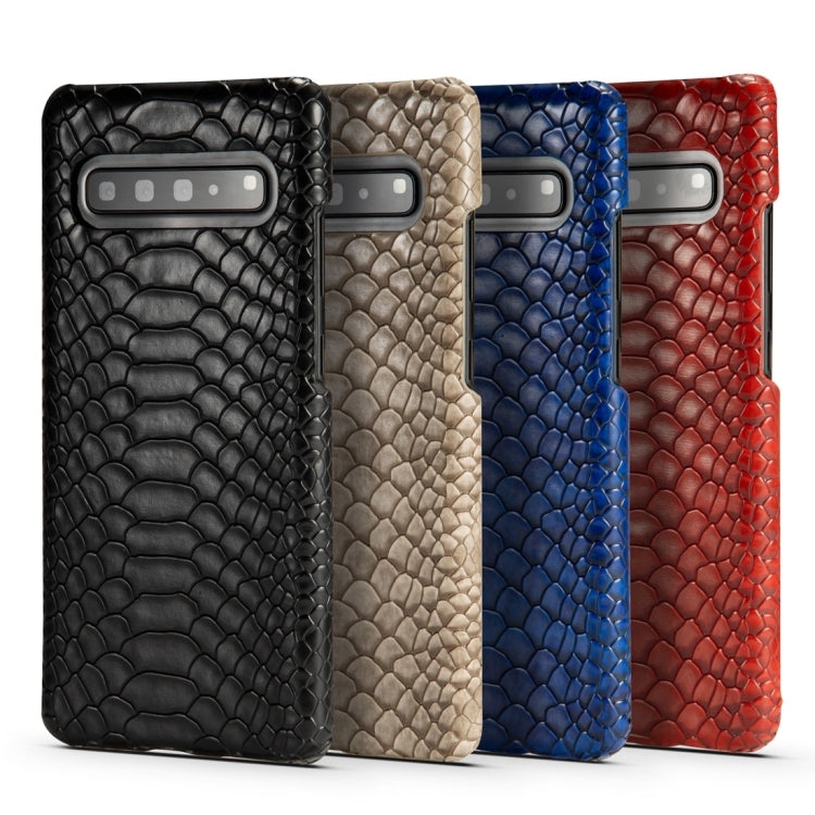 For Galaxy S10 5G Snakeskin Texture PC + PU Case