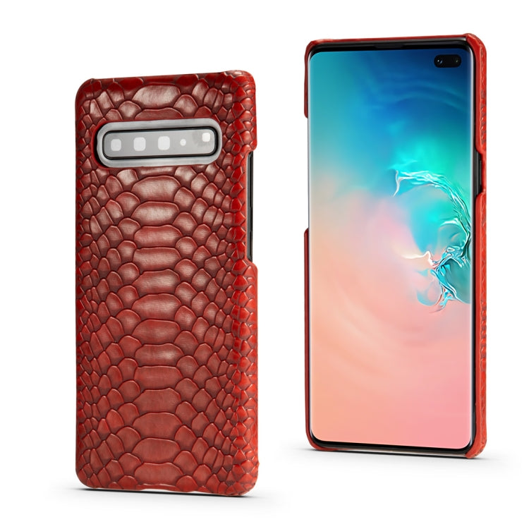 For Galaxy S10 5G Snakeskin Texture PC + PU Case