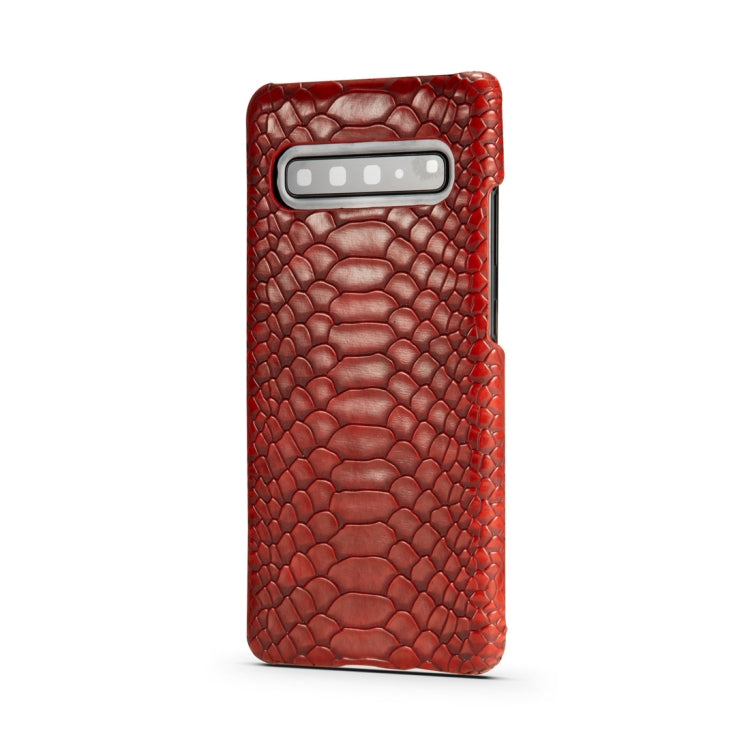 For Galaxy S10 5G Snakeskin Texture PC + PU Case