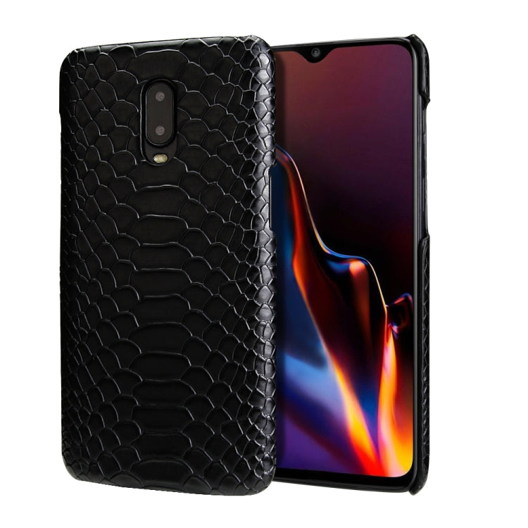 For OnePlus 6T Snakeskin Texture PC + PU Case