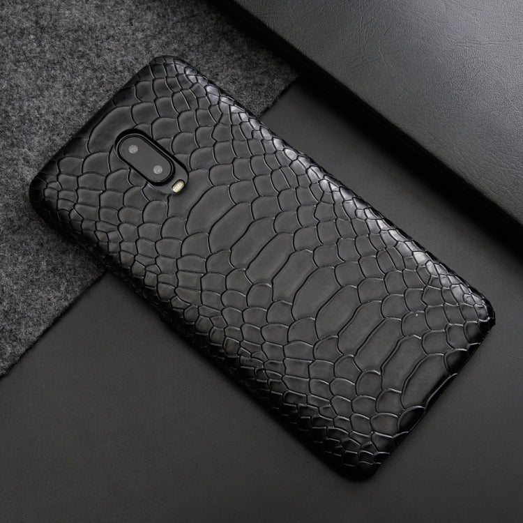 For OnePlus 6T Snakeskin Texture PC + PU Case