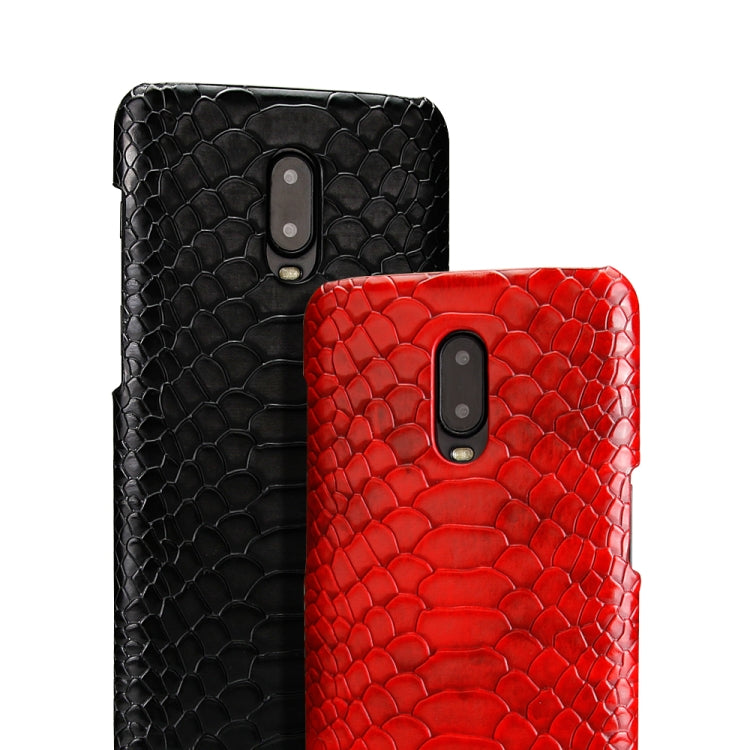 For OnePlus 6T Snakeskin Texture PC + PU Case