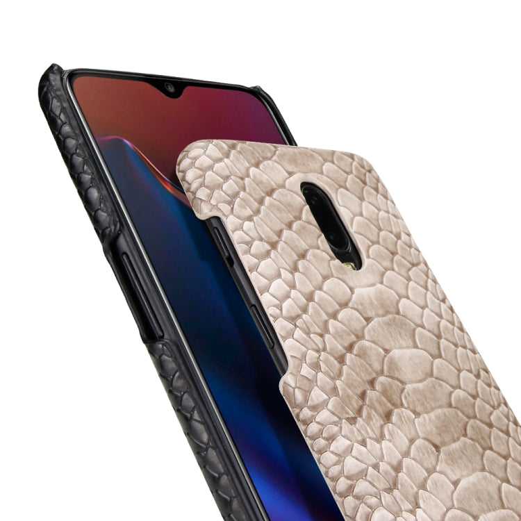 For OnePlus 6T Snakeskin Texture PC + PU Case