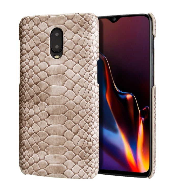 For OnePlus 6T Snakeskin Texture PC + PU Case