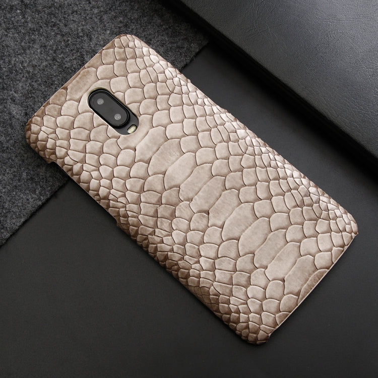 For OnePlus 6T Snakeskin Texture PC + PU Case