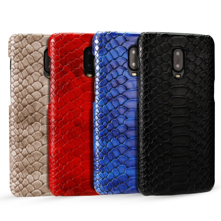 For OnePlus 6T Snakeskin Texture PC + PU Case