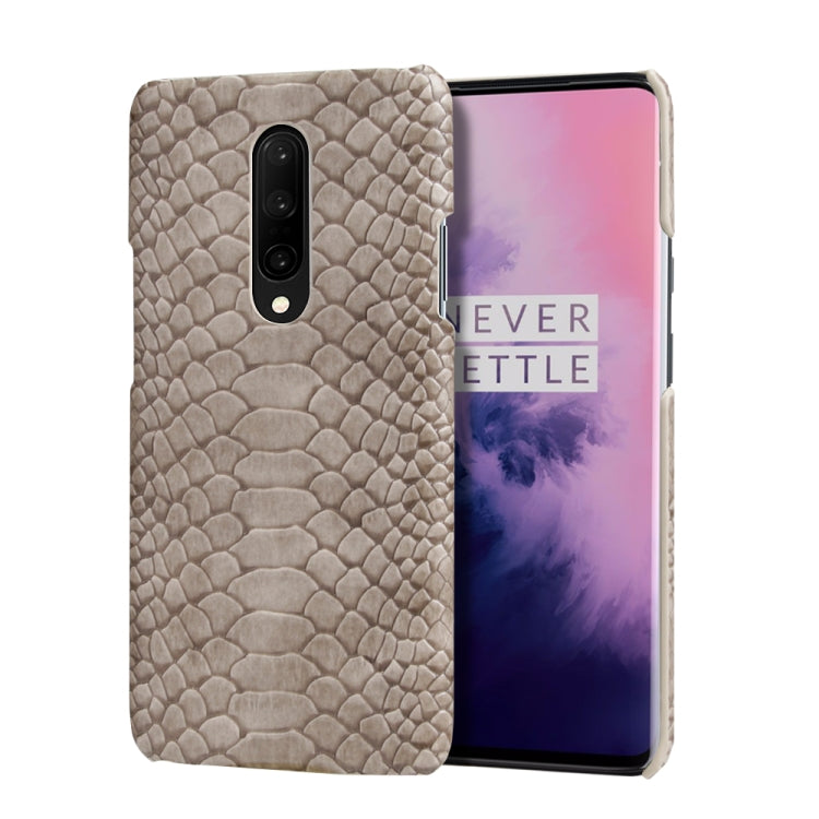 For OnePlus 7 Snakeskin Texture PC + PU Case
