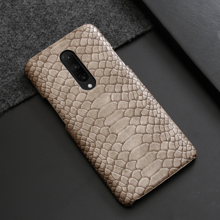 For OnePlus 7 Snakeskin Texture PC + PU Case