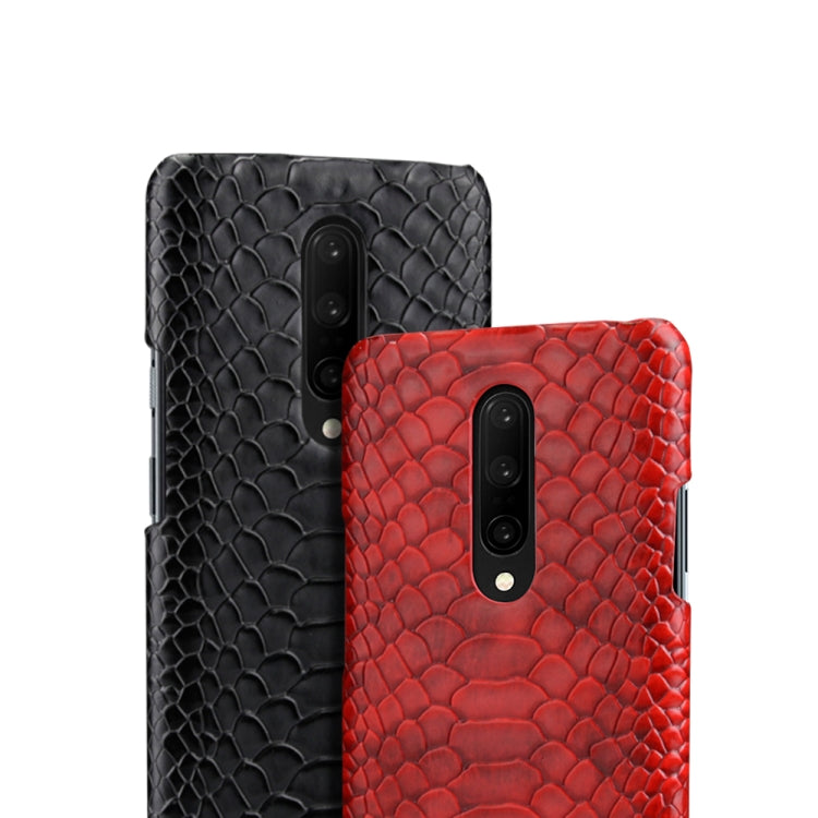 For OnePlus 7 Snakeskin Texture PC + PU Case