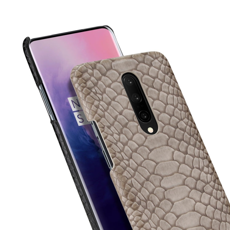 For OnePlus 7 Pro Snakeskin Texture PC + PU Case