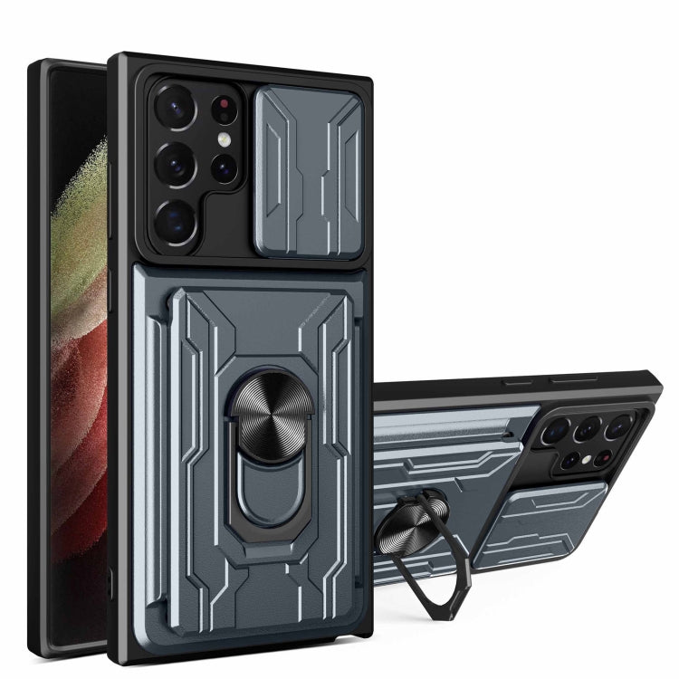 For Samsung Galaxy S22 Ultra 5G Sliding Camshield Card Phone Case