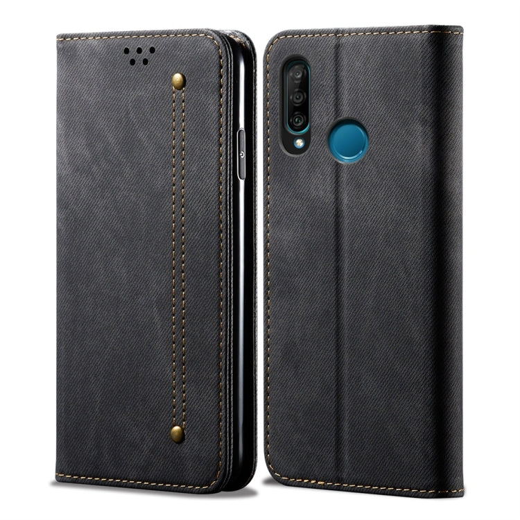 For Huawei P30 Lite Denim Texture Casual Style Horizontal Flip Leather Case with Holder & Card Slots & Wallet