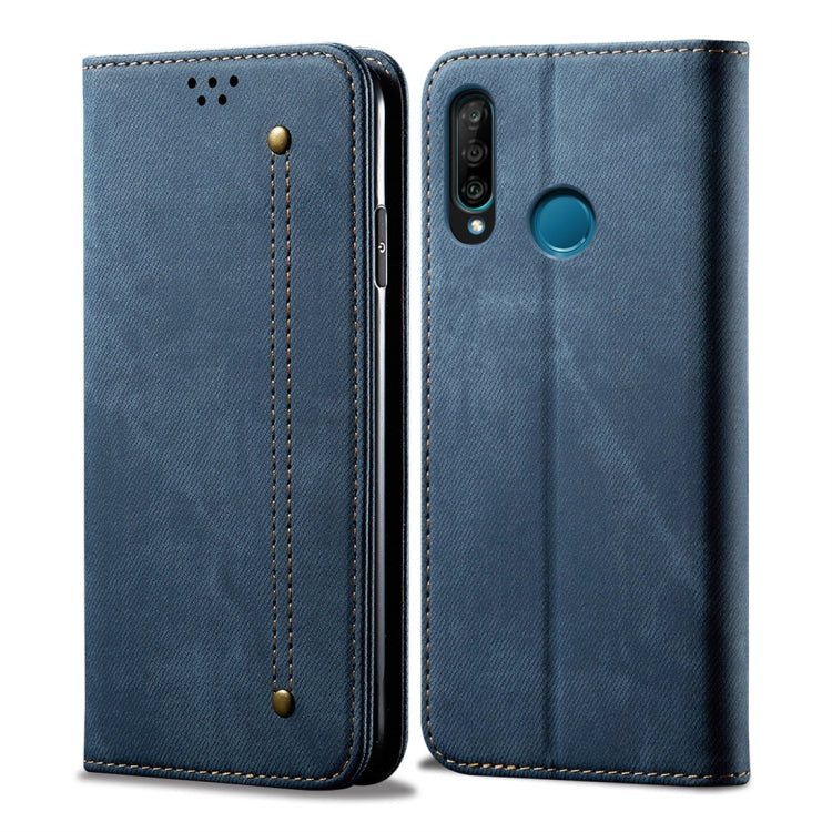 For Huawei P30 Lite Denim Texture Casual Style Horizontal Flip Leather Case with Holder & Card Slots & Wallet