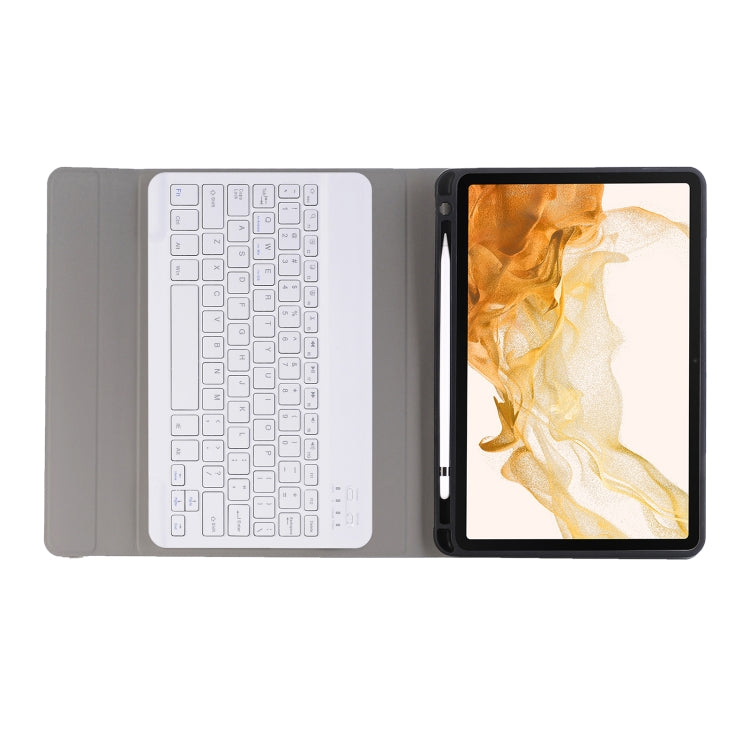 A870B Bluetooth Keyboard Leather Case with Holder & TPU Pen Slot For Samsung Galaxy Tab S8 11 inch SM-X700 / SM-X706