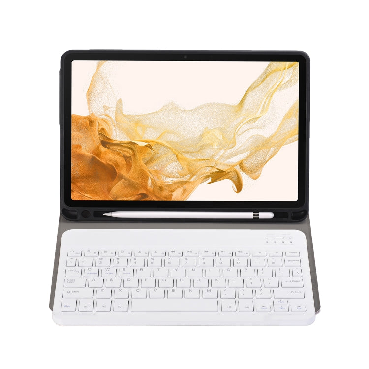 A870B Bluetooth Keyboard Leather Case with Holder & TPU Pen Slot For Samsung Galaxy Tab S8 11 inch SM-X700 / SM-X706