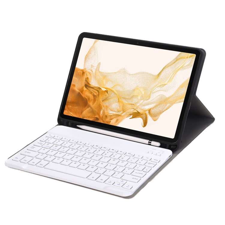 A870B Bluetooth Keyboard Leather Case with Holder & TPU Pen Slot For Samsung Galaxy Tab S8 11 inch SM-X700 / SM-X706