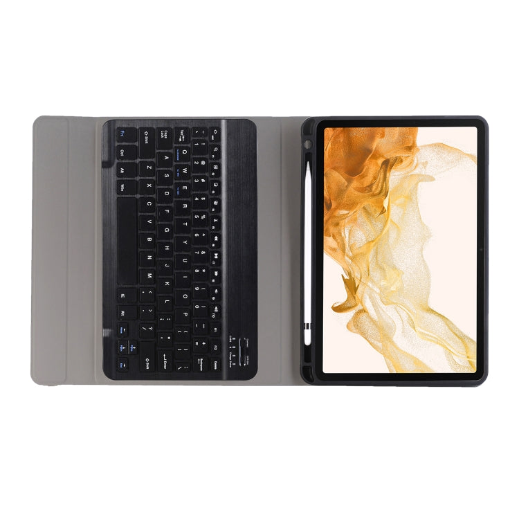 A870B Bluetooth Keyboard Leather Case with Holder & TPU Pen Slot For Samsung Galaxy Tab S8 11 inch SM-X700 / SM-X706