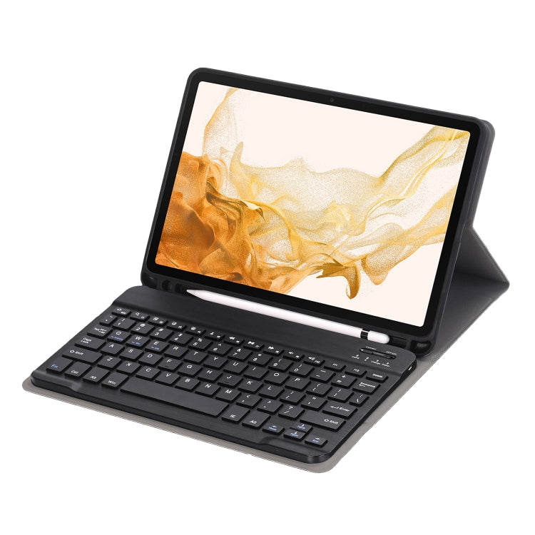 A870B Bluetooth Keyboard Leather Case with Holder & TPU Pen Slot For Samsung Galaxy Tab S8 11 inch SM-X700 / SM-X706
