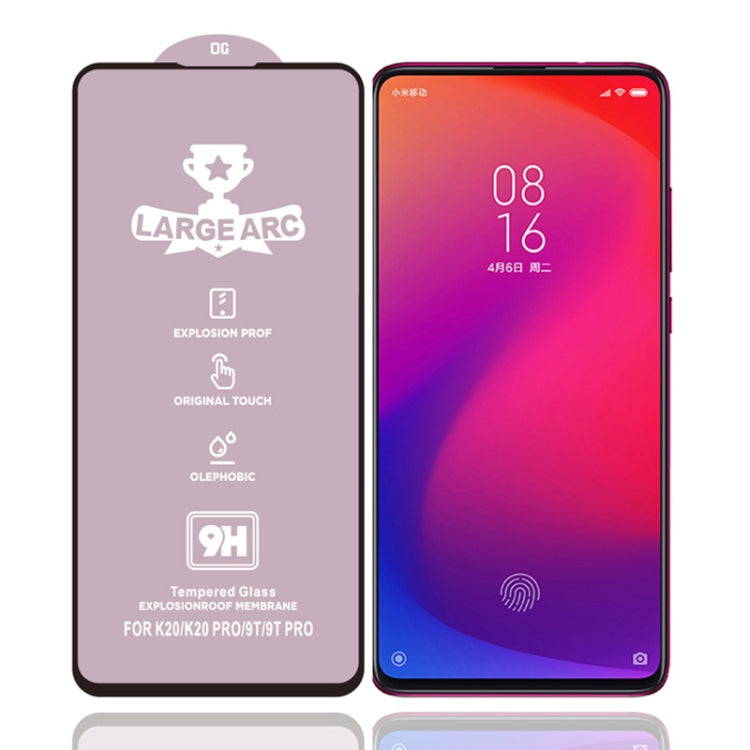 25 PCS 9H HD Large Arc High Alumina Full Screen Tempered Glass Film for Xiaomi Redmi K20 Pro