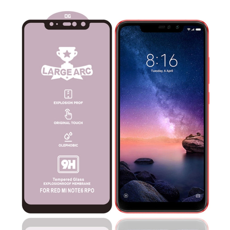 25 PCS 9H HD Large Arc High Alumina Full Screen Tempered Glass Film for Xiaomi Redmi Note 6 Pro
