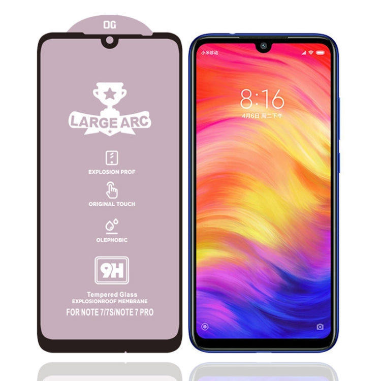 25 PCS 9H HD Large Arc High Alumina Full Screen Tempered Glass Film for Xiaomi Redmi Note 7