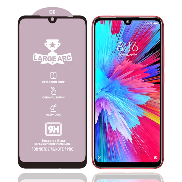 25 PCS 9H HD Large Arc High Alumina Full Screen Tempered Glass Film for Xiaomi Redmi Note 7s
