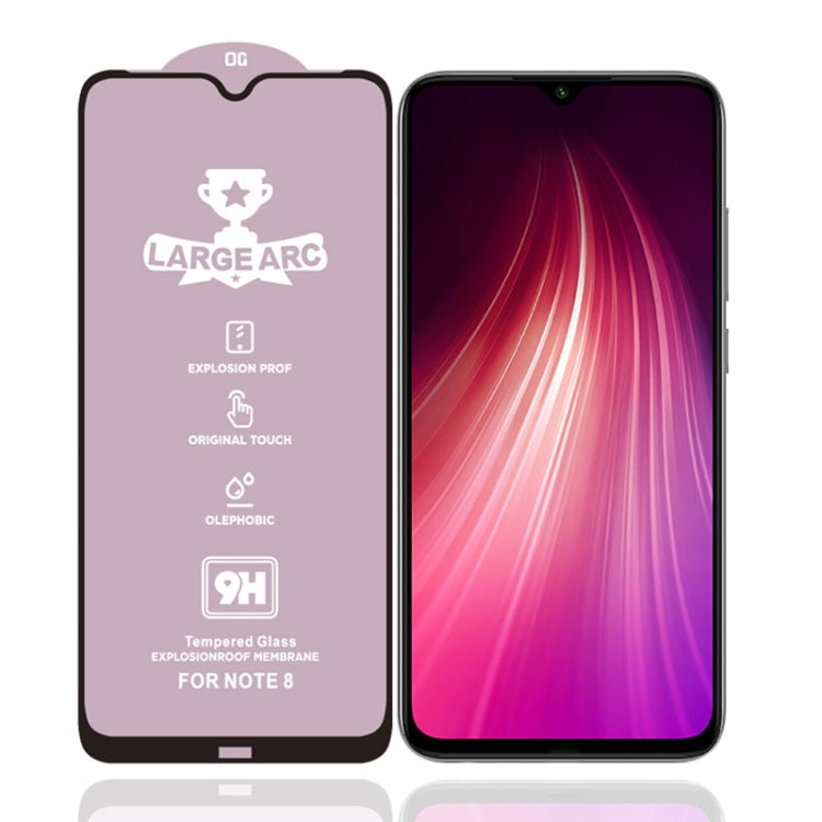 25 PCS 9H HD Large Arc High Alumina Full Screen Tempered Glass Film for Xiaomi Redmi Note 8