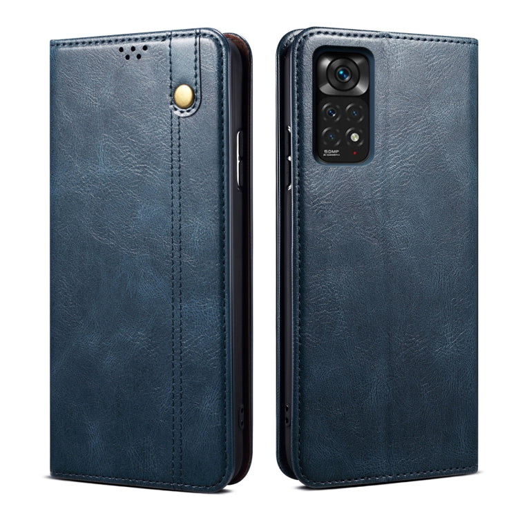 For Xiaomi Redmi Note 11S / Note 11 Foreign Version Oil Wax Crazy Horse Texture Leather Phone Case