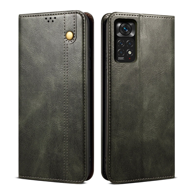For Xiaomi Redmi Note 11S / Note 11 Foreign Version Oil Wax Crazy Horse Texture Leather Phone Case