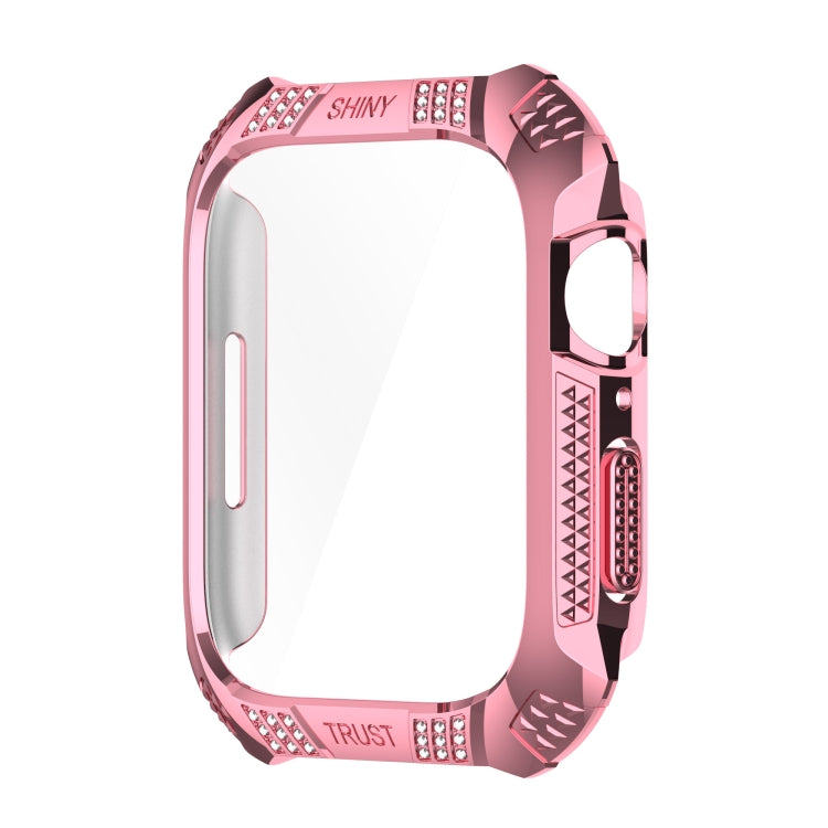Rhombus Belt Drill + Tempered Film Integrated Case For Apple Watch Series 8 / 7 41mm