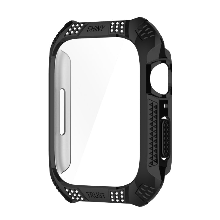 Rhombus Belt Drill + Tempered Film Integrated Case For Apple Watch Series 8 / 7 41mm