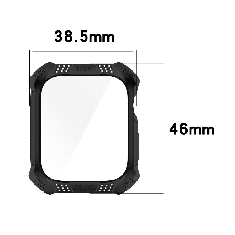 Rhombus Belt Drill + Tempered Film Integrated Case For Apple Watch Series 8 / 7 41mm