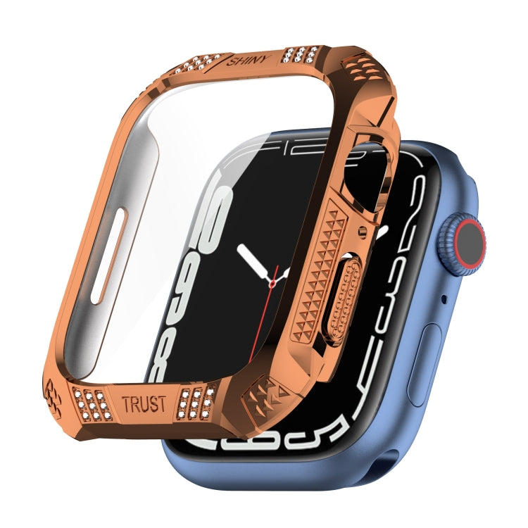 Rhombus Belt Drill + Tempered Film Integrated Case For Apple Watch Series 8 / 7 41mm