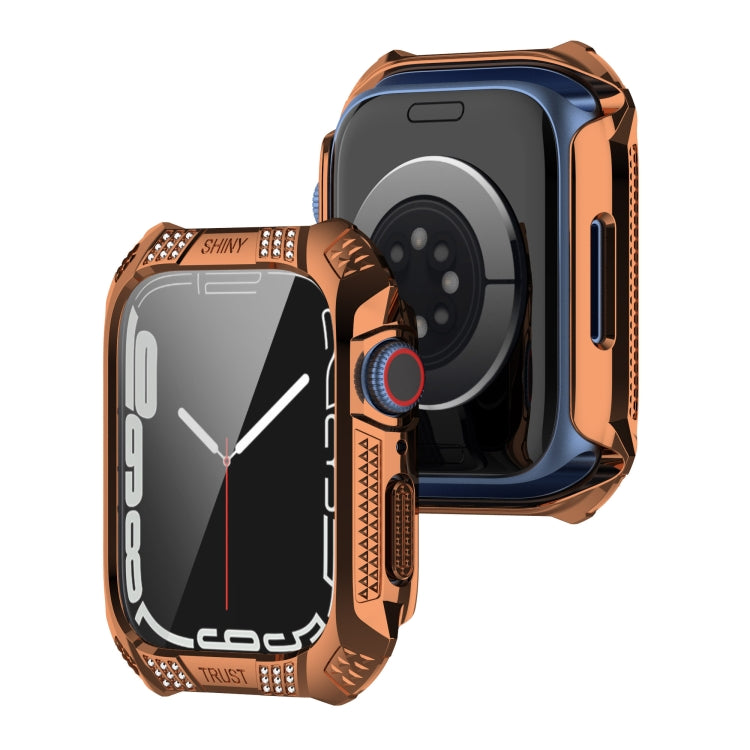 Rhombus Belt Drill + Tempered Film Integrated Case For Apple Watch Series 8 / 7 41mm