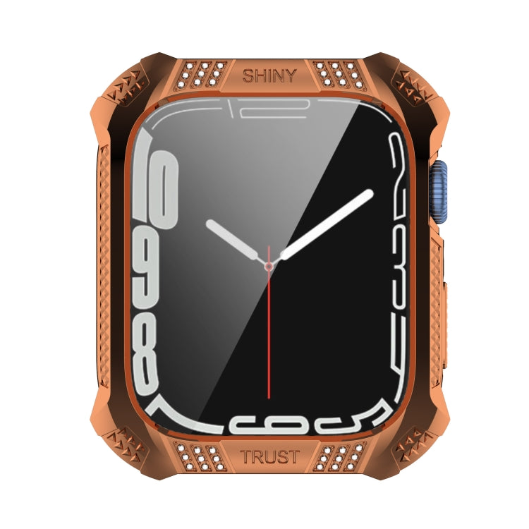Rhombus Belt Drill + Tempered Film Integrated Case For Apple Watch Series 8 / 7 41mm