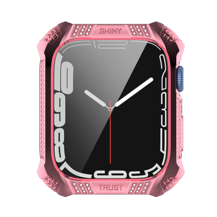 Rhombus Belt Drill + Tempered Film Integrated Case For Apple Watch Series 8 / 7 45mm