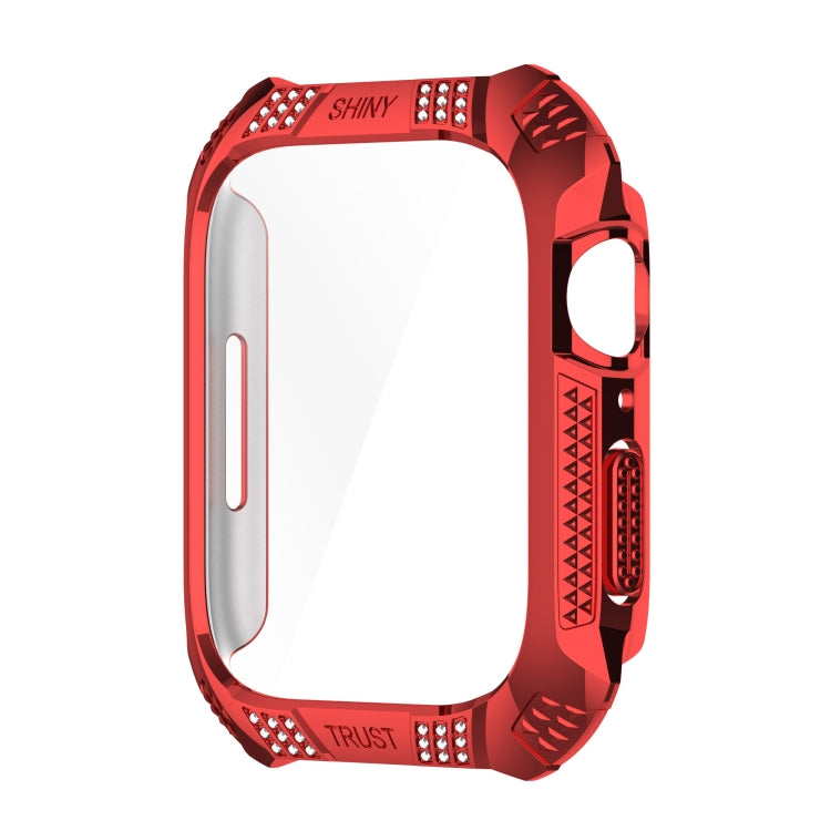 Rhombus Belt Drill + Tempered Film Integrated Case For Apple Watch Series 8 / 7 45mm