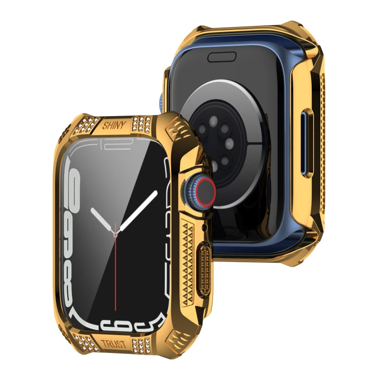Rhombus Belt Drill + Tempered Film Integrated Case For Apple Watch Series 8 / 7 45mm