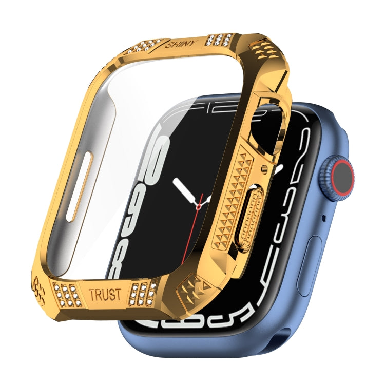 Rhombus Belt Drill + Tempered Film Integrated Case For Apple Watch Series 8 / 7 45mm