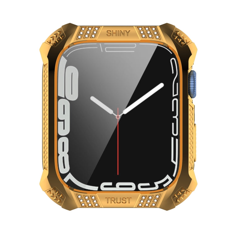 Rhombus Belt Drill + Tempered Film Integrated Case For Apple Watch Series 8 / 7 45mm