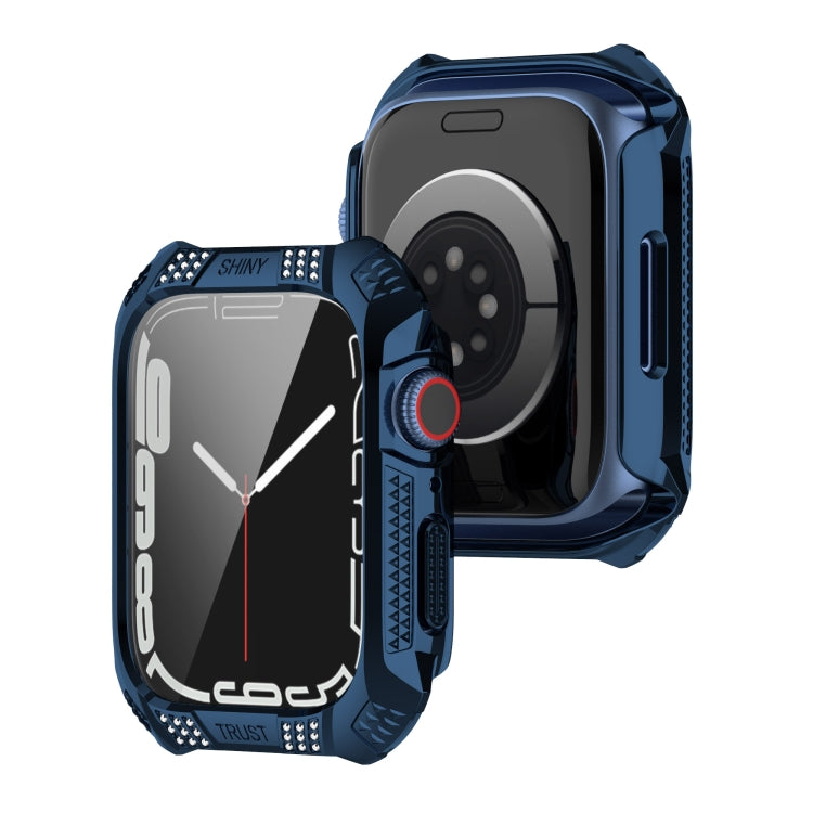 Rhombus Belt Drill + Tempered Film Integrated Case For Apple Watch Series 8 / 7 45mm