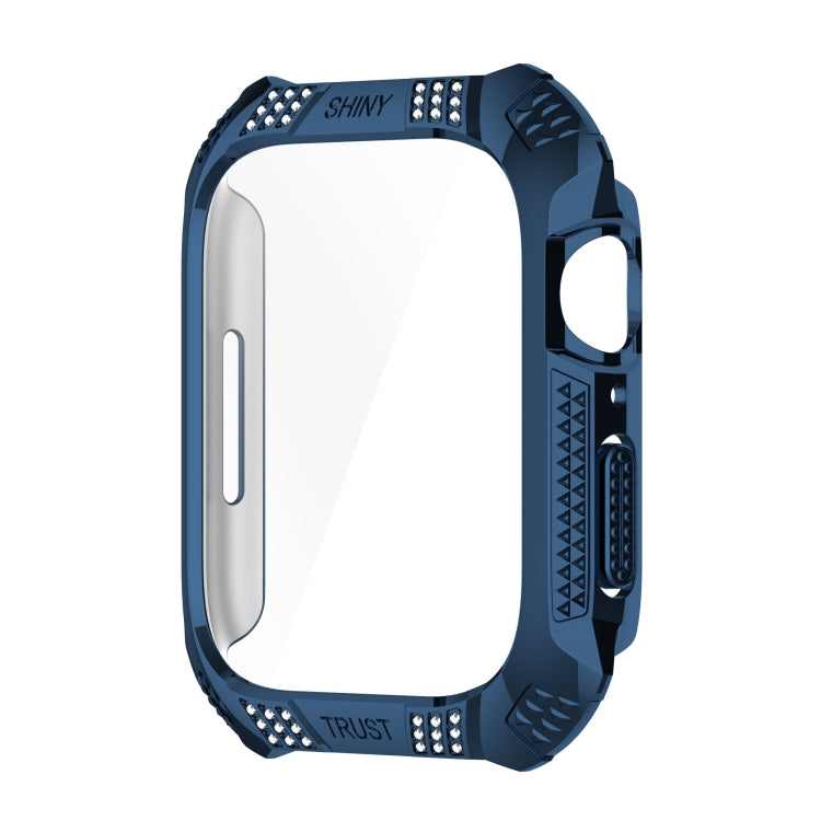 Rhombus Belt Drill + Tempered Film Integrated Case For Apple Watch Series 8 / 7 45mm